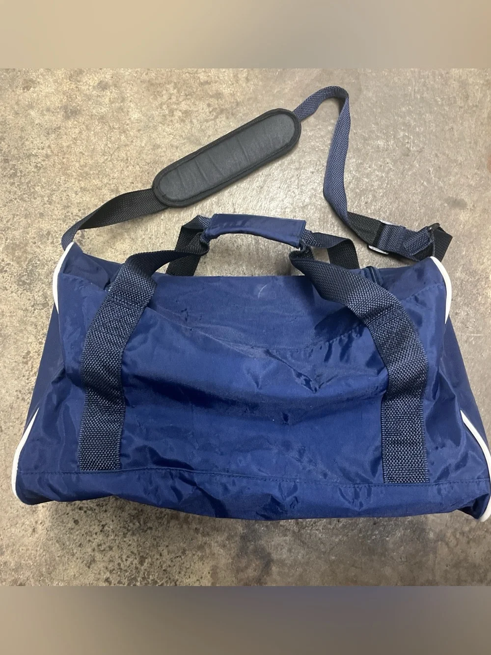 Y2K Adidas Duffle Bag Blue Black Embroidered Lightweight Streetwear Soccer 00s